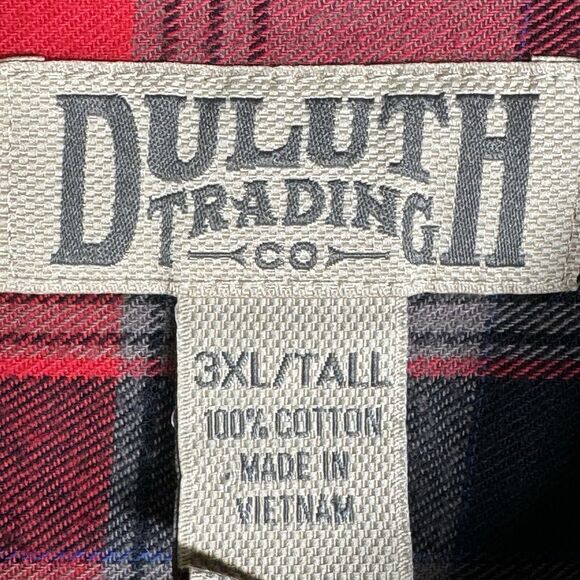 Duluth Trading Co Red Gray Plaid Flannel Shirt 3XL Tall - Picture 4 of 4